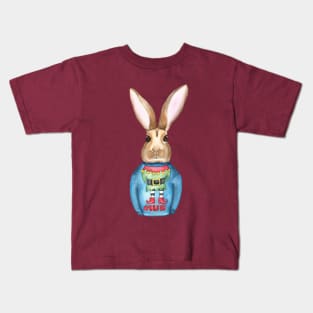 Rabbit wearing Christmas jumper Kids T-Shirt